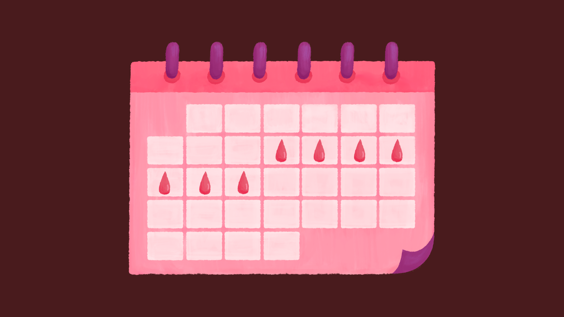 A picture of a calendar with 7 days marked as menstruating. 